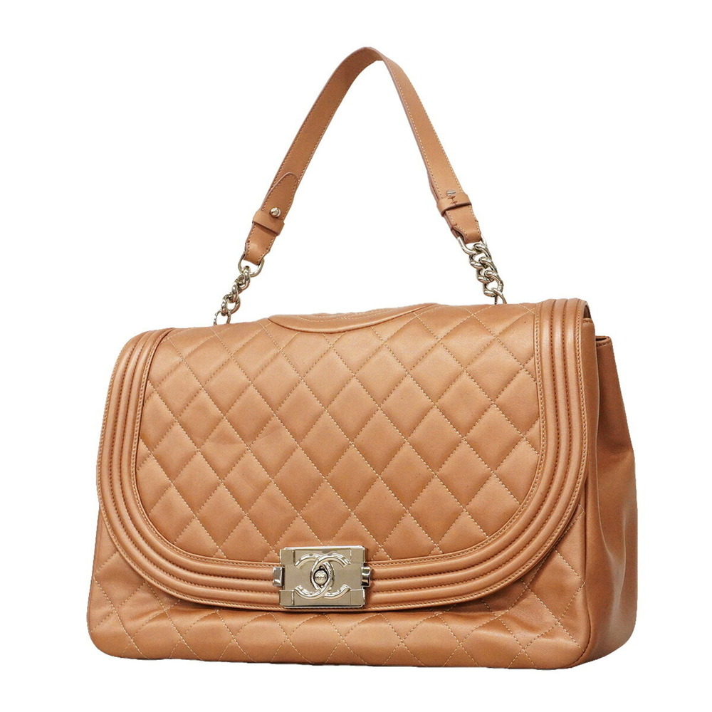 Chanel Boy Handbag, Lambskin, Pink Beige, Women's, OP015761